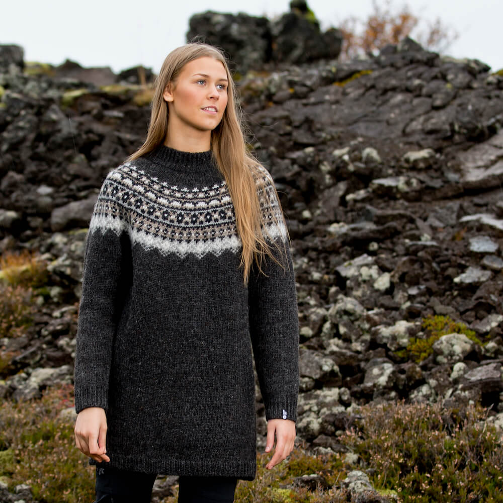 Pull long en laine islandaise Fróðný 