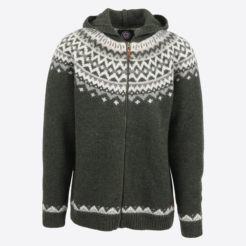 Skjaldbreiður wollpullover mit kapuze