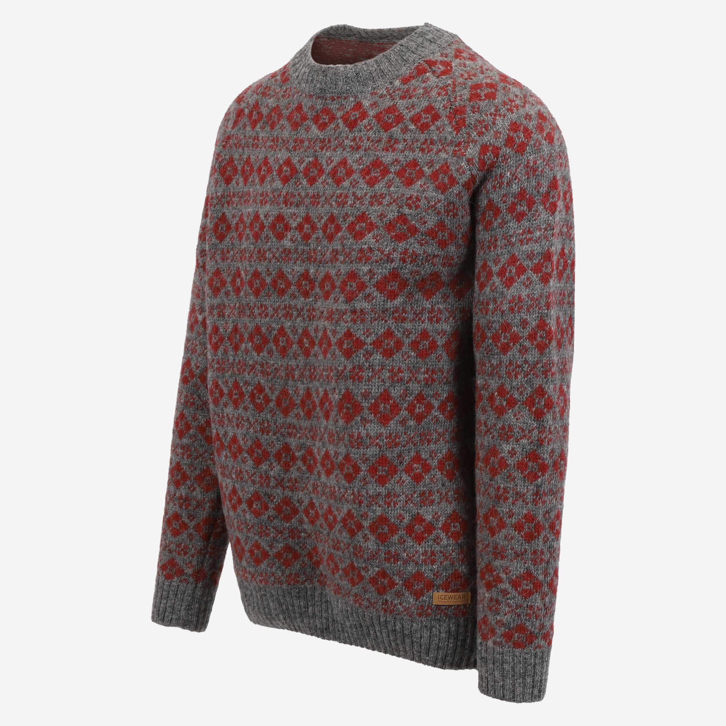 VAGLASKÓGUR男装羊毛砖石针织图案衫