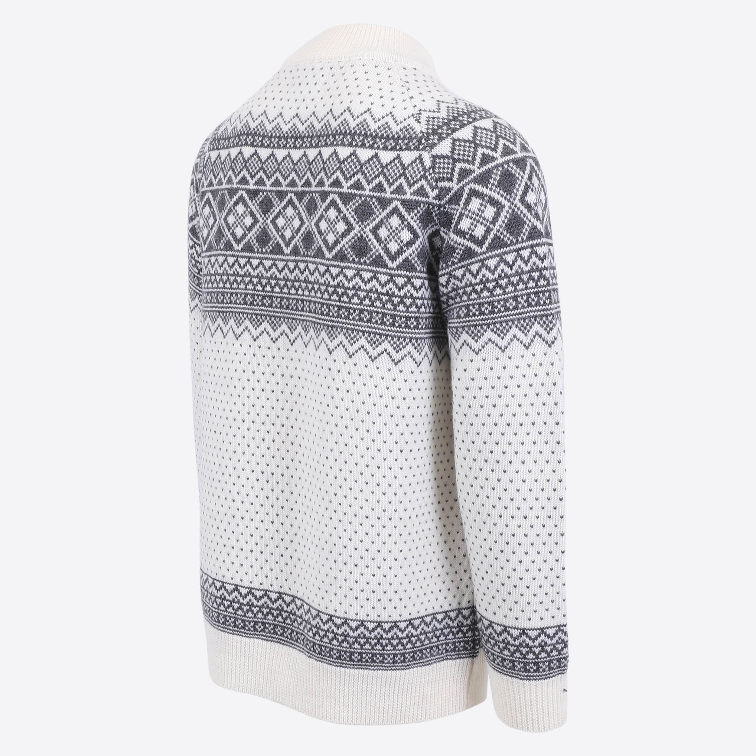 ALEXANDER hálfrennd merínó ullarpeysa með norsku mynstri