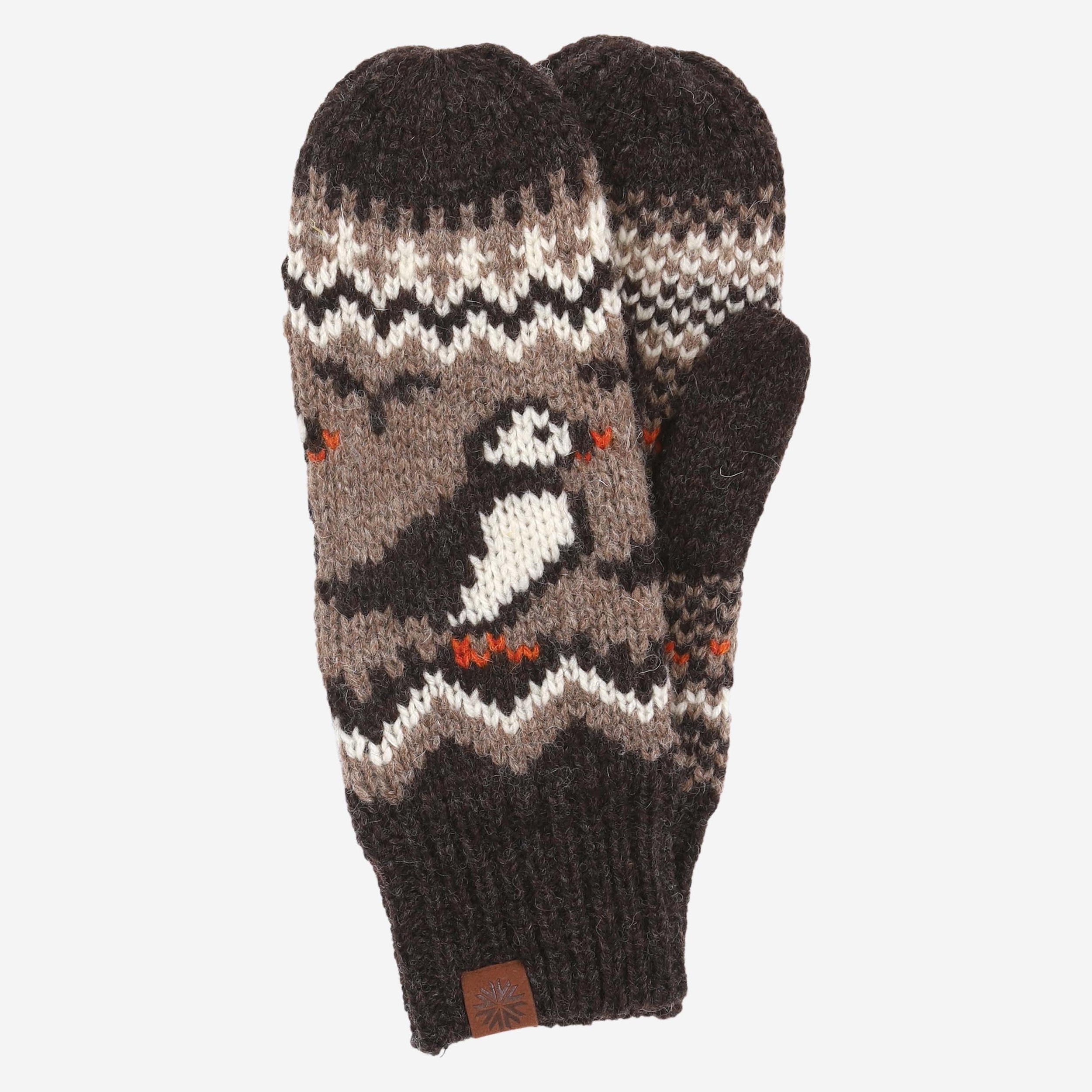 Lundi puffin design wool mittens 
