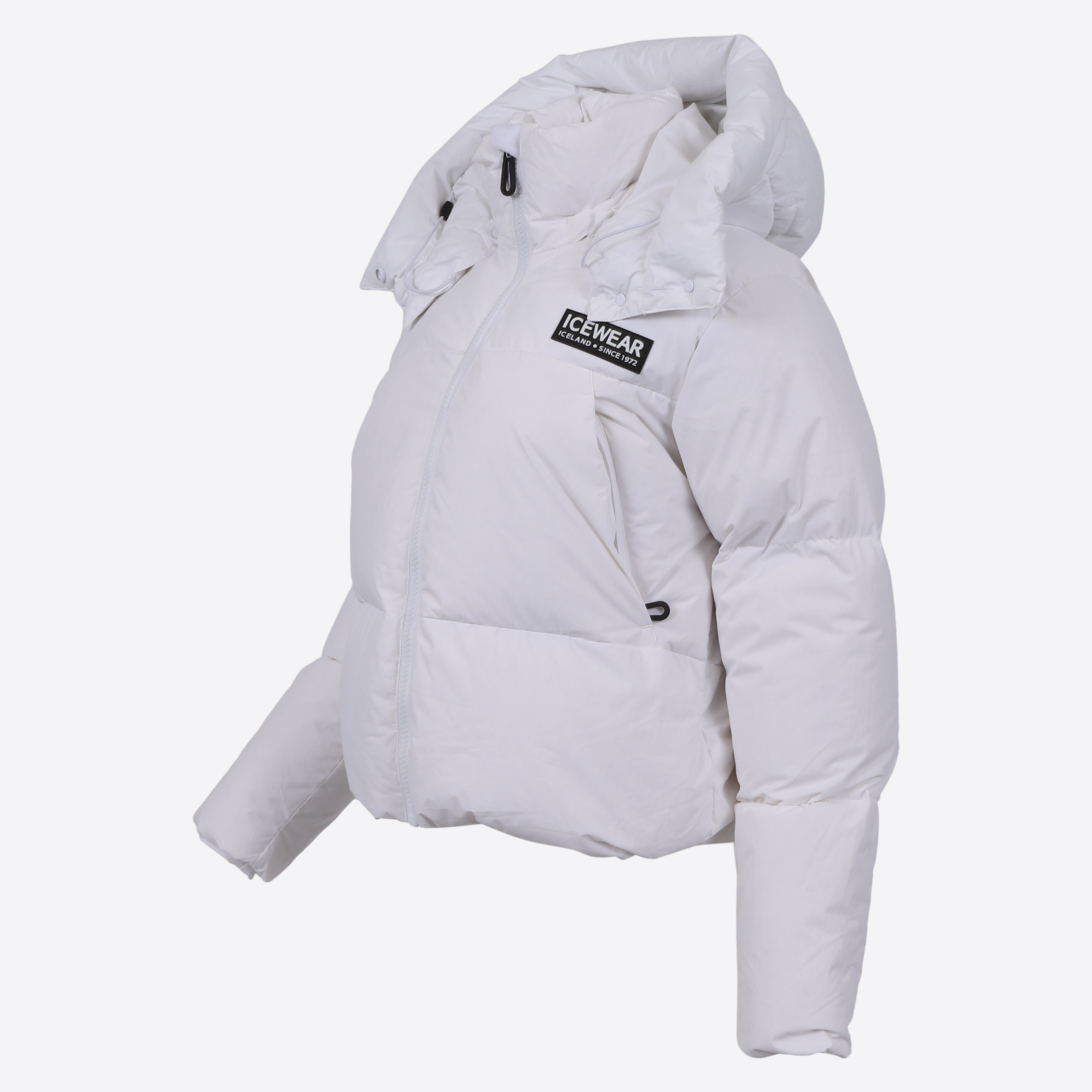 Borg kurze Daunen-Pufferjacke