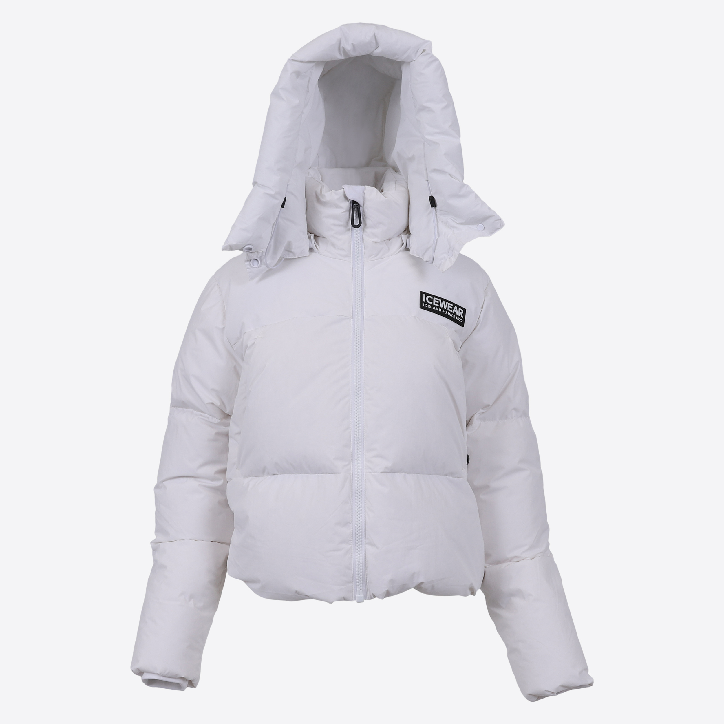 Borg kurze Daunen-Pufferjacke