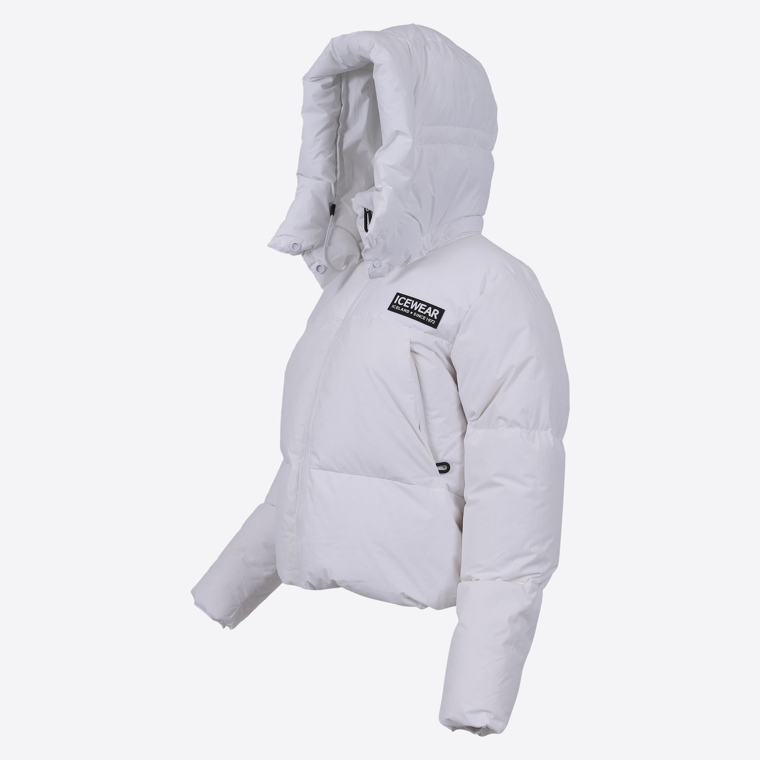 Borg kurze Daunen-Pufferjacke